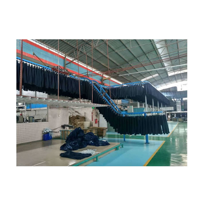 Cadena de rodillos de transmisión de transportador colgante para fábrica de ropa de lavandería de jeans