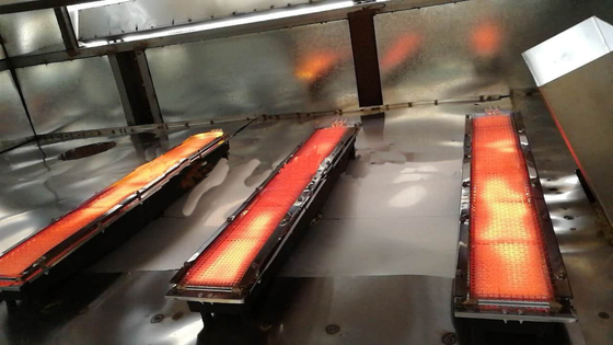 Túnel de la cabina del horno de propano LPG NG del quemador de gas del horno de la capa del polvo del panel de calefacción